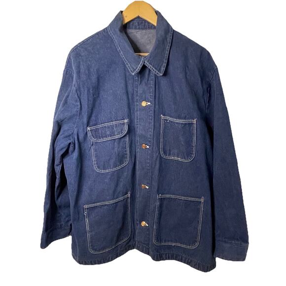 VTG 60s 70s Wrangler Denim Jean Chore Coat Work Jacket Artist Painter Men Sz 50